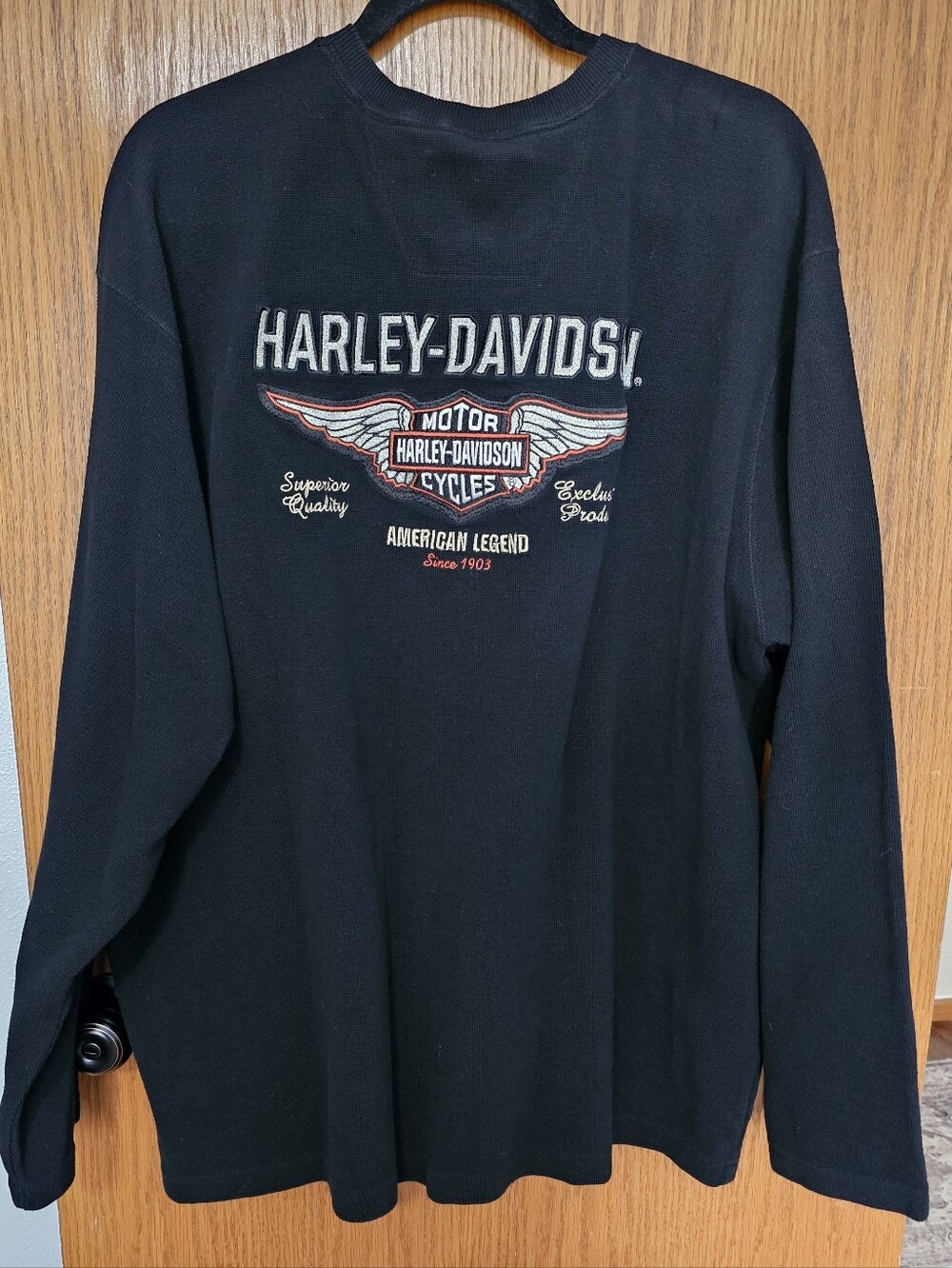 FINAL...Harley-Davidson Men’s Black Henley Long-Sleeve Shirt - Picture 6 of 8